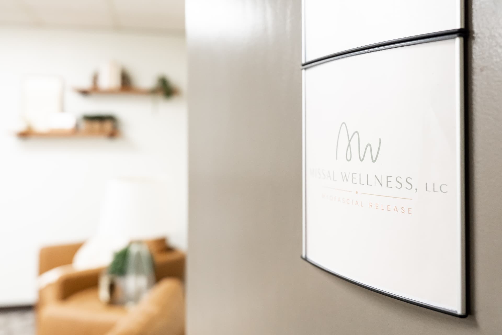 Missal Wellness sign at the entrance to the studio.